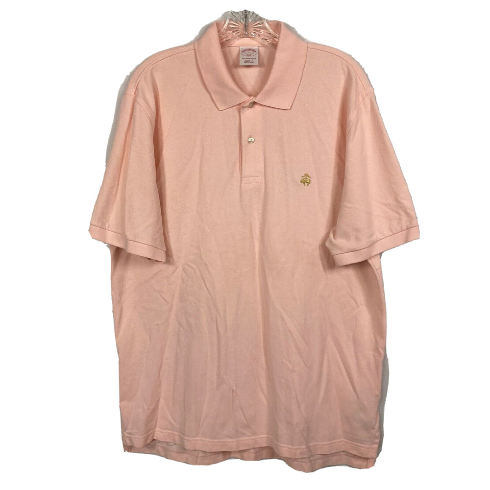 Brooks Brothers Shirt Mens Sz L Pink Cotton Original‎ Fit Performance Polo